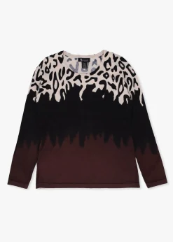 Fashion ALISON SHERRI Black Animal Print Knitted Sweater