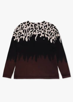 Fashion ALISON SHERRI Black Animal Print Knitted Sweater