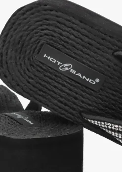 Fashion HOT SAND Black Diamante Toe Post Wedge Flip Flops