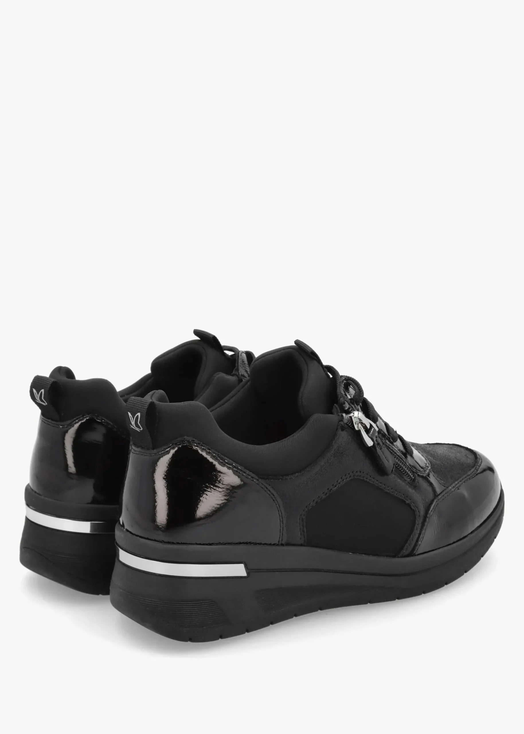 Online CAPRICE Black Leather & Neoprene Side Zip Trainers