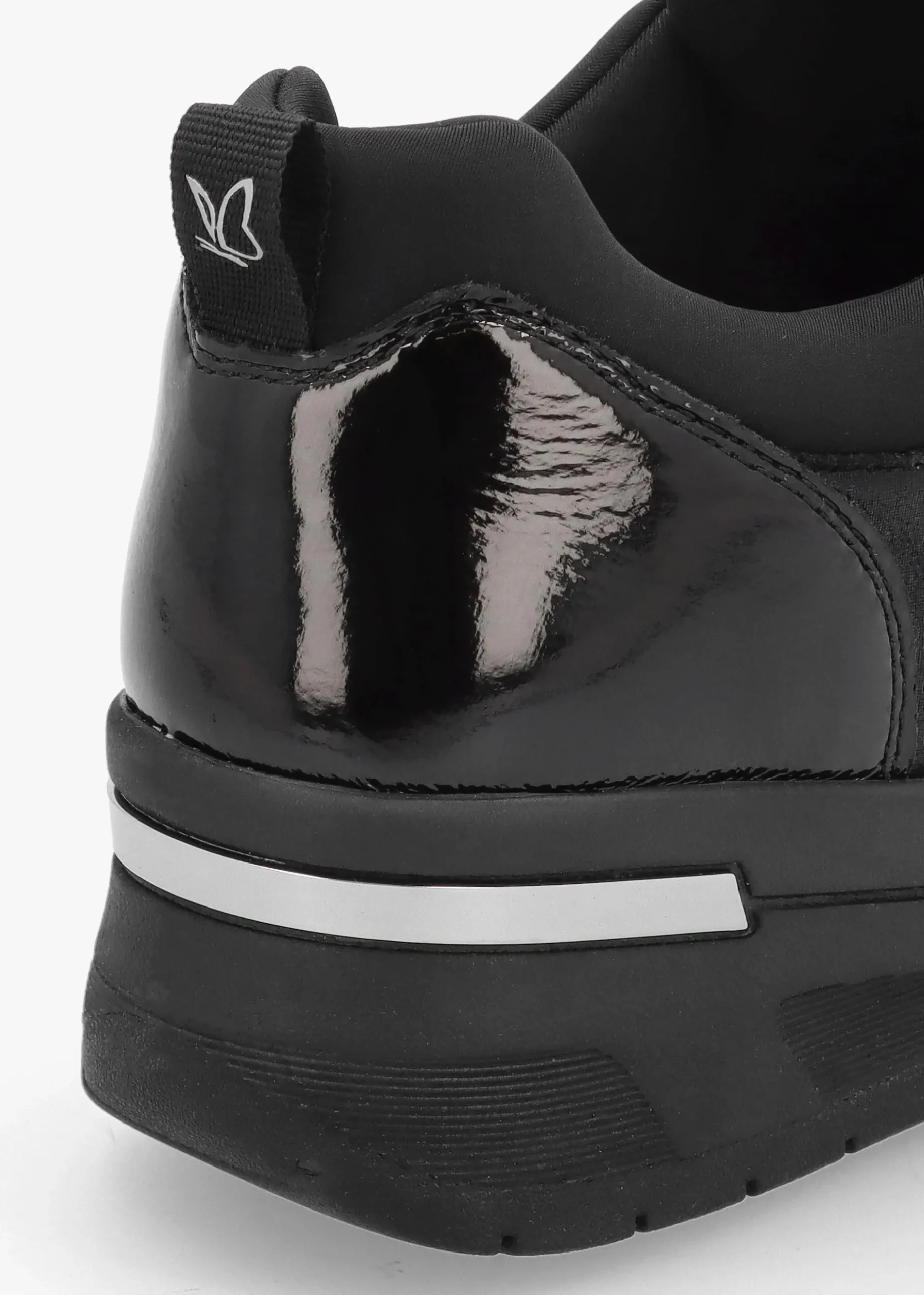 Online CAPRICE Black Leather & Neoprene Side Zip Trainers