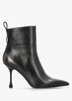 Best EPICA Black Leather Embellished Ankle Strap Shaped Heel Boots