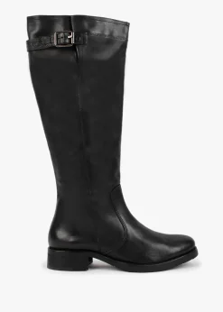 Fashion MANAS Black Leather Knee High Boots