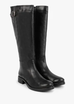 Fashion MANAS Black Leather Knee High Boots