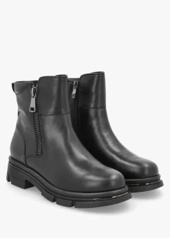 Discount CAPRICE Black Leather Side Zip Ankle Boots