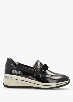 Outlet CAPRICE Black Patent Leather Sporty Loafers