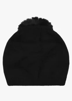 Clearance DANIEL Black Slouchy Knitted Pom Pom Hat