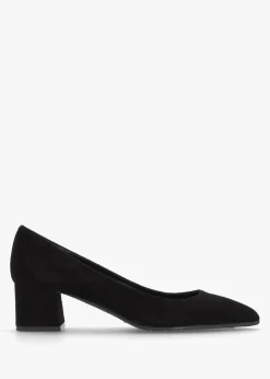 Sale LUCA GROSSI Black Suede Pointed Toe Block Heel Court Shoes