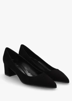 Sale LUCA GROSSI Black Suede Pointed Toe Block Heel Court Shoes