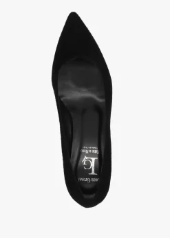 Sale LUCA GROSSI Black Suede Pointed Toe Block Heel Court Shoes