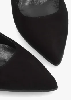 Sale LUCA GROSSI Black Suede Pointed Toe Block Heel Court Shoes