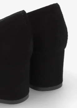 Sale LUCA GROSSI Black Suede Pointed Toe Block Heel Court Shoes