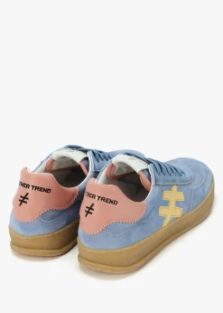 Sale ANOTHER TREND Blue Suede & Metallic Leather Trainers