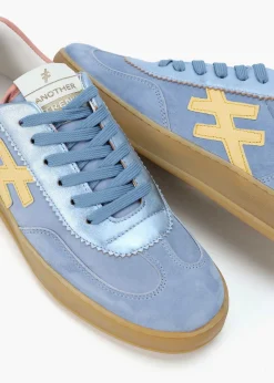 Sale ANOTHER TREND Blue Suede & Metallic Leather Trainers