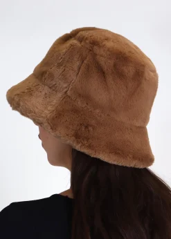 Discount OAKWOOD Bobland Tan Faux Fur Bucket Hat