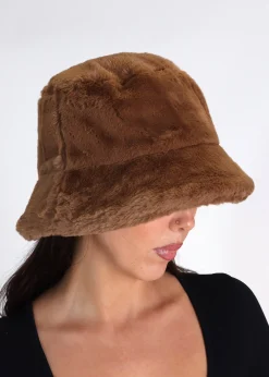 Discount OAKWOOD Bobland Tan Faux Fur Bucket Hat