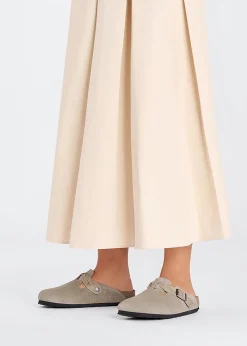 Clearance BIRKENSTOCK Boston Braided Taupe Suede Leather Clogs