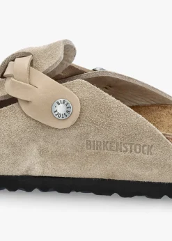 Clearance BIRKENSTOCK Boston Braided Taupe Suede Leather Clogs