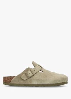 New BIRKENSTOCK Boston Faded Khaki Suede Clogs