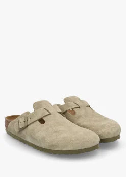 New BIRKENSTOCK Boston Faded Khaki Suede Clogs