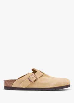 Best BIRKENSTOCK Boston Latte Cream Suede Leather Clogs