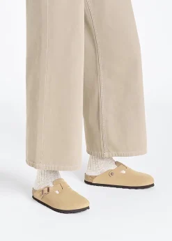 Best BIRKENSTOCK Boston Latte Cream Suede Leather Clogs