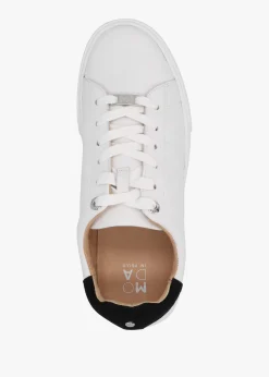 Outlet MODA IN PELLE Brandie White Leather Black Ankle Tab Trainers