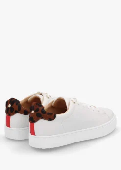 Online MODA IN PELLE Brandie White Leather Leopard Ankle Tab Trainers