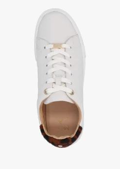 Online MODA IN PELLE Brandie White Leather Leopard Ankle Tab Trainers
