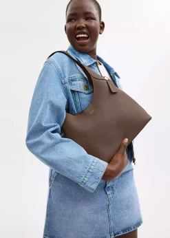 Outlet COACH Brooklyn 28 Dark Stone Leather Shoulder Bag