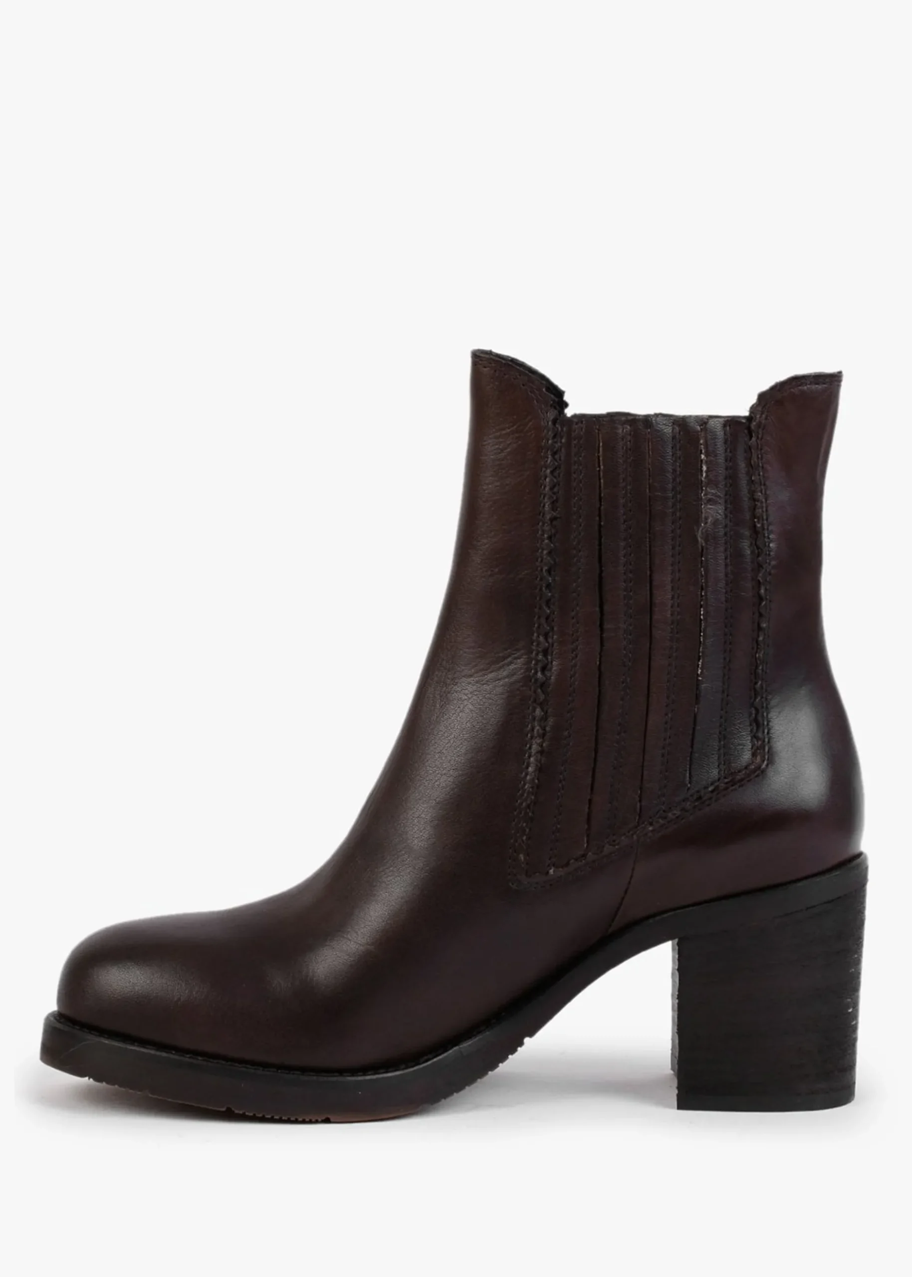Hot MANAS Brown Leather Block Heel Chelsea Boots