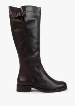 New MANAS Brown Leather Knee High Boots