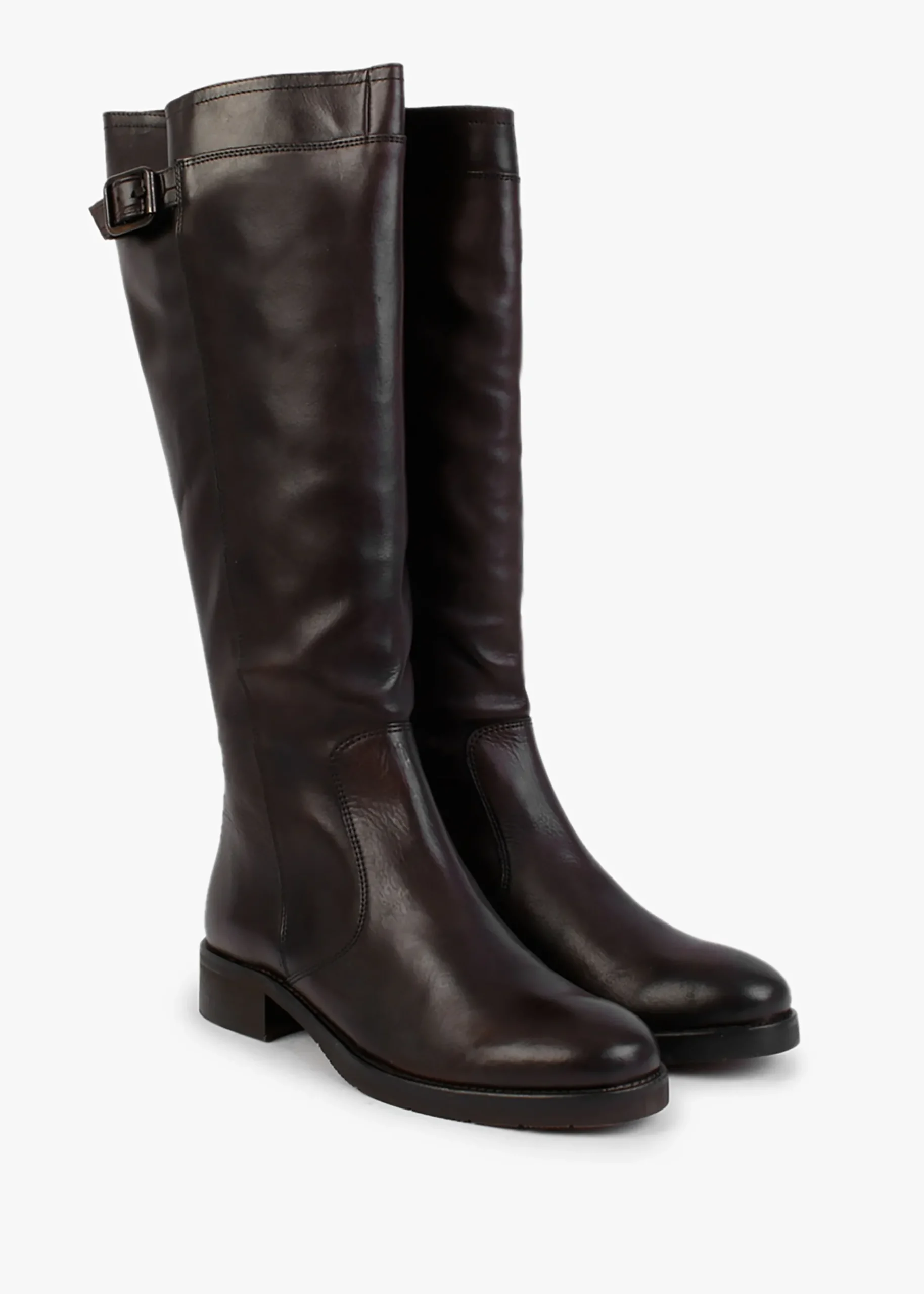 New MANAS Brown Leather Knee High Boots