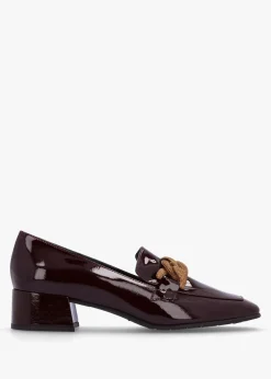 Clearance LUCA GROSSI Burgundy Patent Leather Chain Link Low Heel Loafers