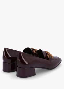Clearance LUCA GROSSI Burgundy Patent Leather Chain Link Low Heel Loafers