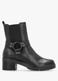 New MODA IN PELLE Butini Black Leather Block Heel Chelsea Boots