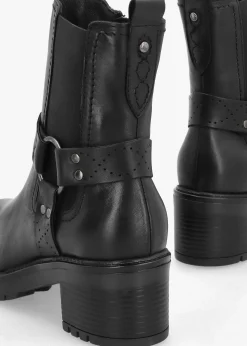 New MODA IN PELLE Butini Black Leather Block Heel Chelsea Boots