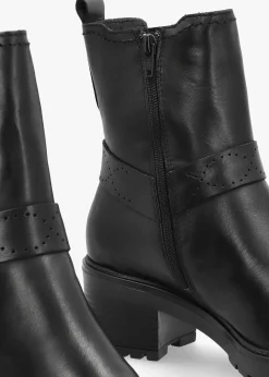 New MODA IN PELLE Butini Black Leather Block Heel Chelsea Boots