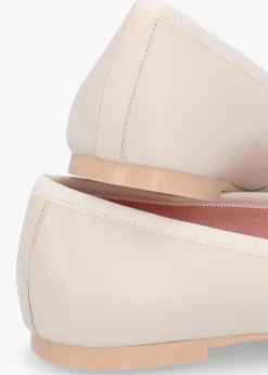 Sale PRETTY BALLERINAS Camille Cream Leather Square Toe Ballerina Pumps