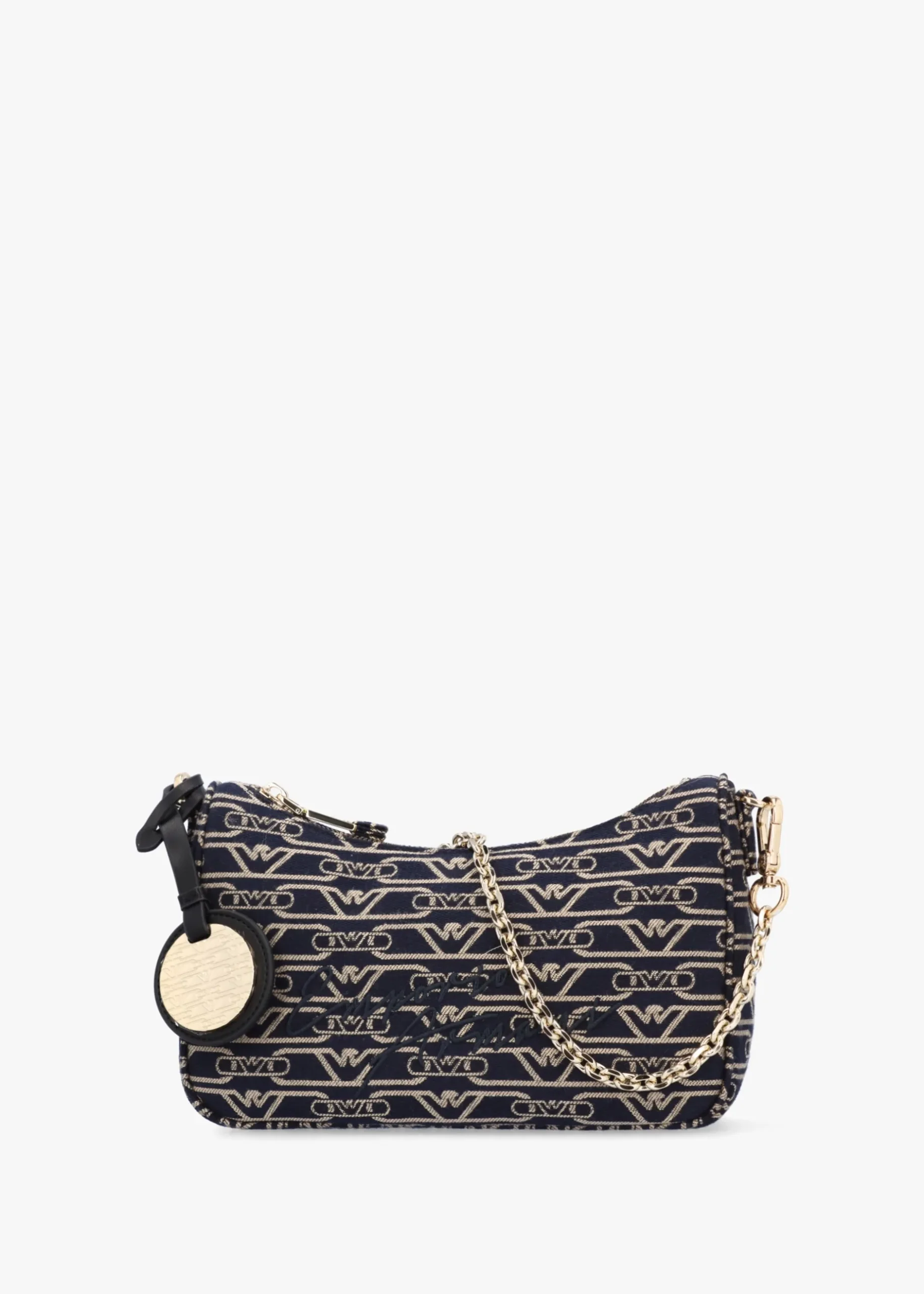 Best EMPORIO ARMANI Canvas Jacquard Denim Baguette Bag