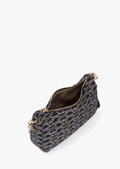 Best EMPORIO ARMANI Canvas Jacquard Denim Baguette Bag