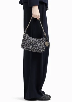 Best EMPORIO ARMANI Canvas Jacquard Denim Baguette Bag