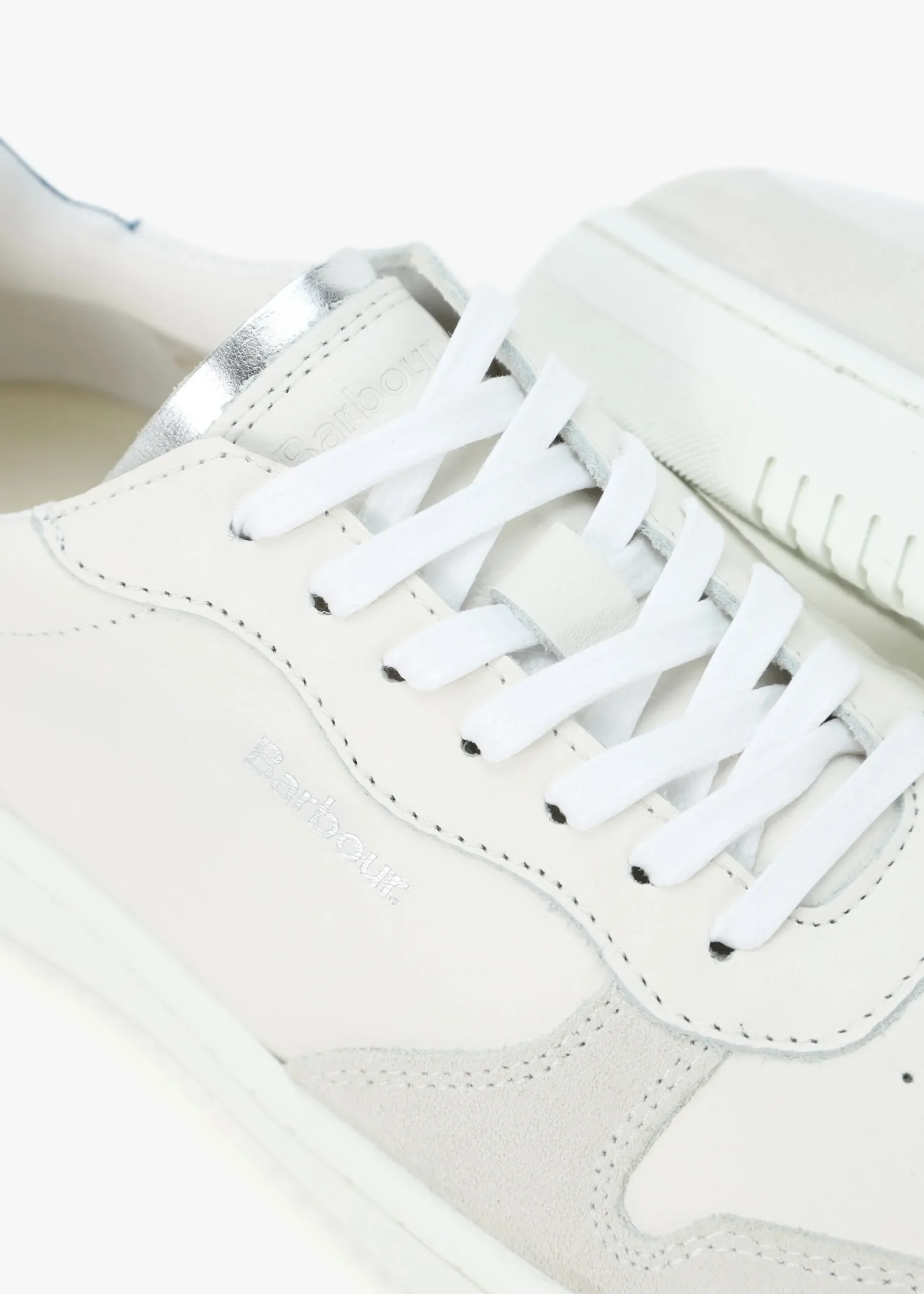 Outlet BARBOUR Celeste White & Chambray Leather Trainers