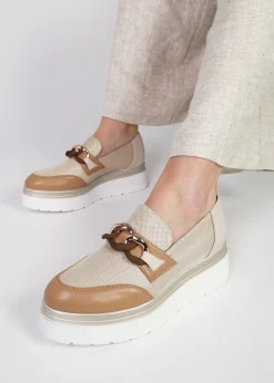 Clearance DANIEL Chainy Beige Link Chain Flatform Loafers