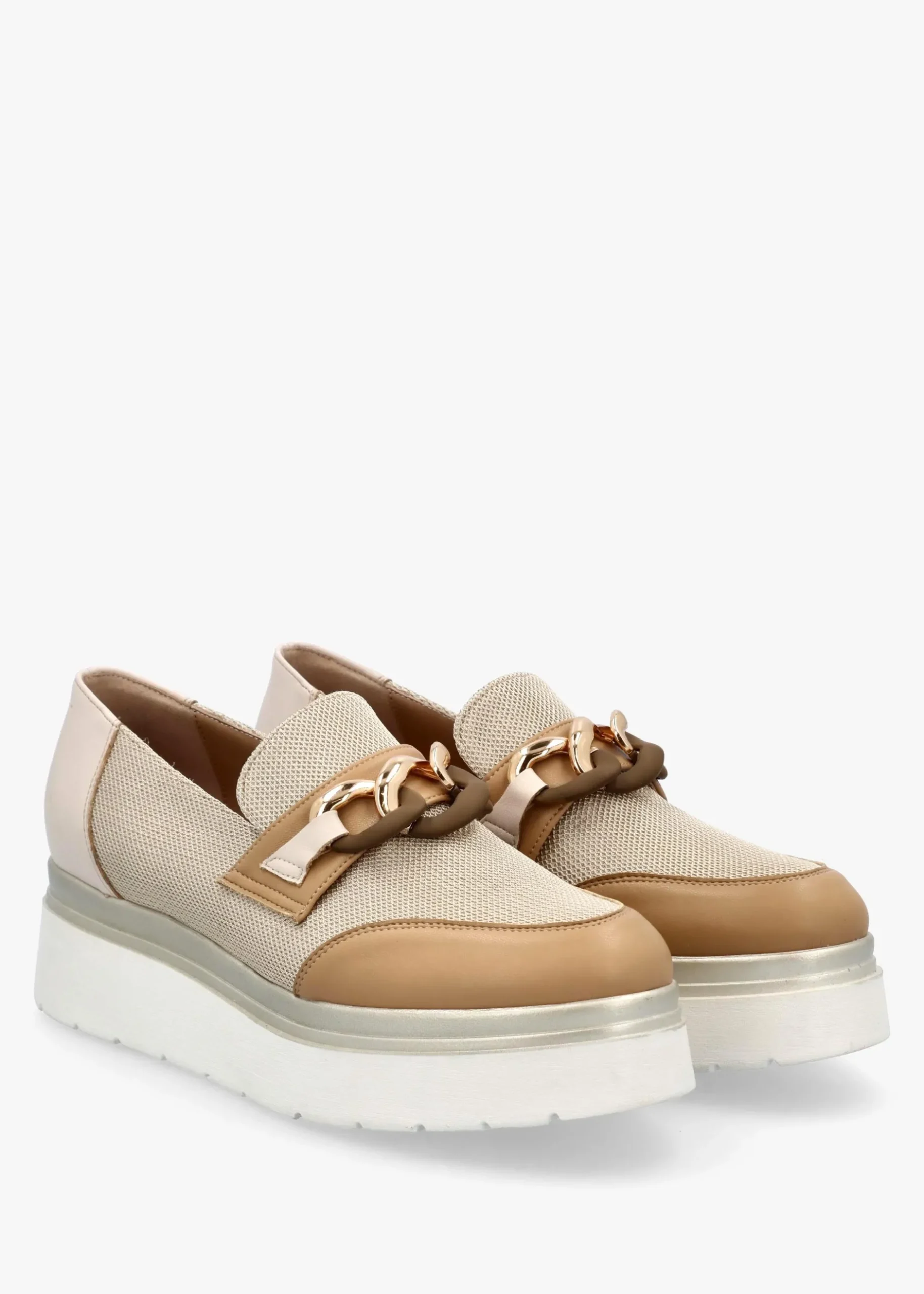 Clearance DANIEL Chainy Beige Link Chain Flatform Loafers