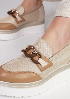 Clearance DANIEL Chainy Beige Link Chain Flatform Loafers