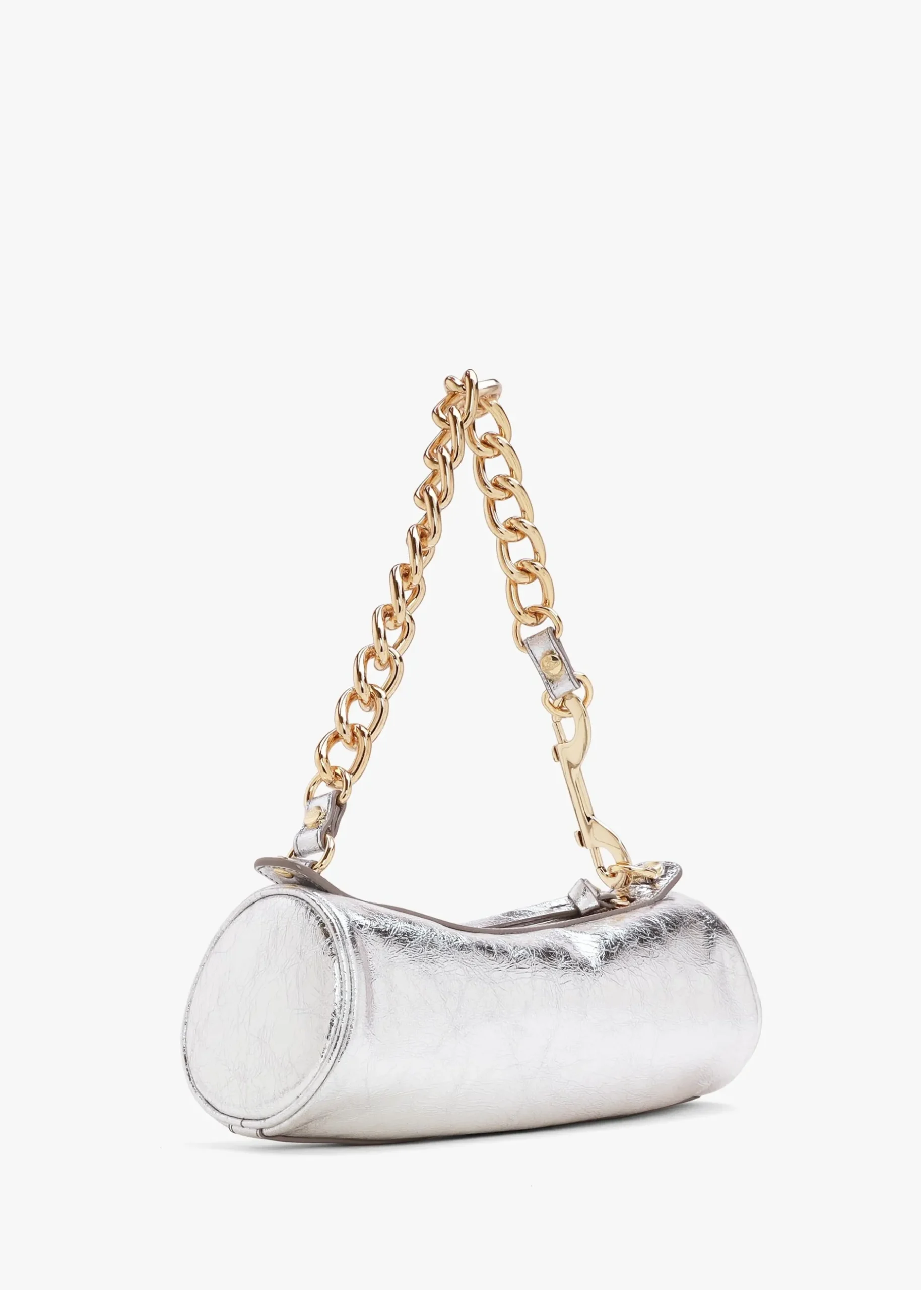 Best VIVIENNE WESTWOOD Cindy Cylinder Silver Metallic Crinkle Shoulder Bag