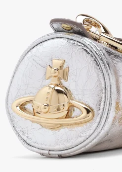 Best VIVIENNE WESTWOOD Cindy Cylinder Silver Metallic Crinkle Shoulder Bag