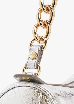 Best VIVIENNE WESTWOOD Cindy Cylinder Silver Metallic Crinkle Shoulder Bag
