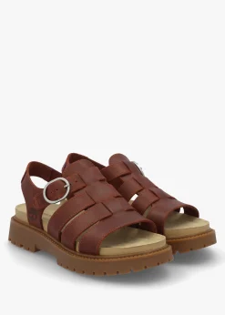 Discount TIMBERLAND Clairemont Way Dark Red Leather Fisherman Sandals
